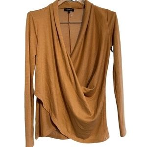 1. State Cross-Front‎ Cozy Camel Knit Sweater Sz XS